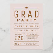 Blush Modern Typografy 3 Foto Graduation Party Folieneinladung (Rückseite)