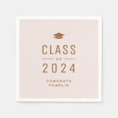Blush Modern Typografy Class of 2024 Abschluss Serviette (Vorderseite)
