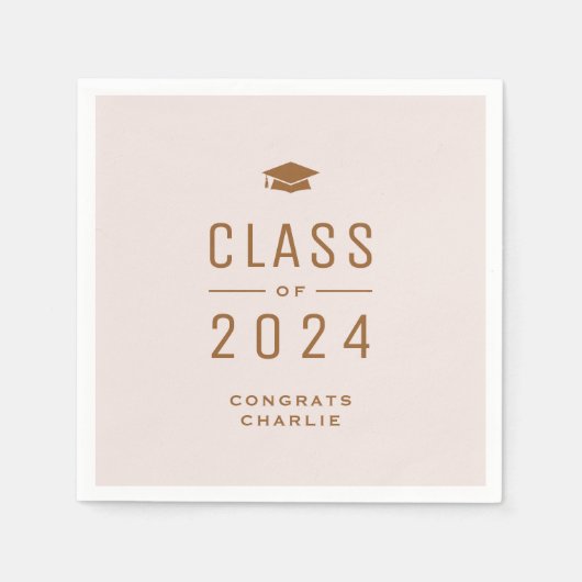 Blush Modern Typografy Class of 2024 Abschluss Serviette (Vorderseite)