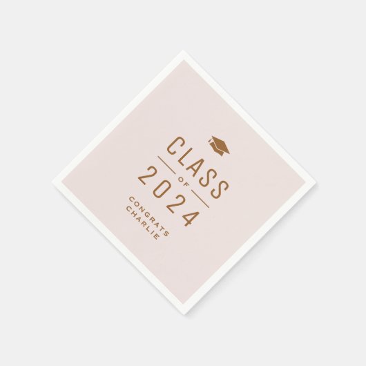 Blush Modern Typografy Class of 2024 Abschluss Serviette (Ecke)