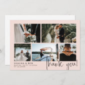 Blush Modern Wedding Foto Collage Vielen Dank Dankeskarte (Vorne/Hinten)