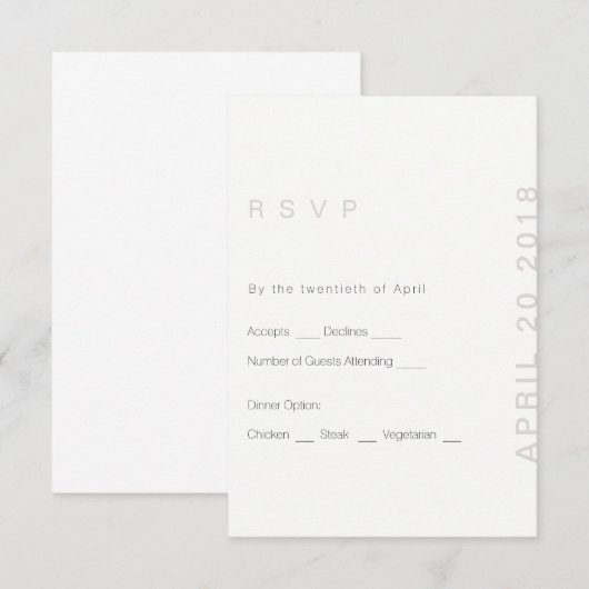Blush Modern Wedding RSVP Card (Vorne/Hinten)