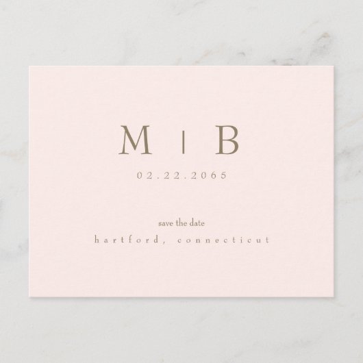 Blush Modern Wedding Save the Date Postkarte (Vorderseite)