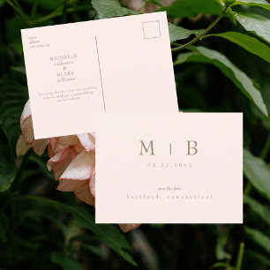 Blush Modern Wedding Save the Date Postkarte