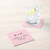 Blush Moderne Personalisierte Hochzeitsempfehlung Rechteckiger Pappuntersetzer (Vor Ort)