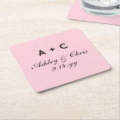 Blush Moderne Personalisierte Hochzeitsempfehlung  Rechteckiger Pappuntersetzer (angewinkelt)