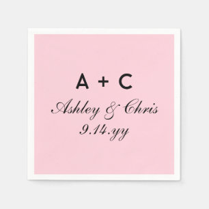 Blush Moderne Personalisierte Hochzeitsempfehlung Serviette