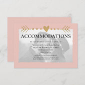 Blush Modernes Foto Gold Hearts Unterkünfte Begleitkarte (Vorne/Hinten)