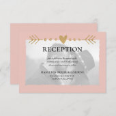Blush Modernes Foto Gold Herzstück Empfang Begleitkarte (Vorne/Hinten)