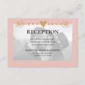 Blush Modernes Foto Gold Herzstück Empfang Begleitkarte (Vorderseite)