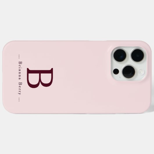 Blush Monogram Elegant Case-Mate iPhone Hülle (Rückseite (Horizontal))