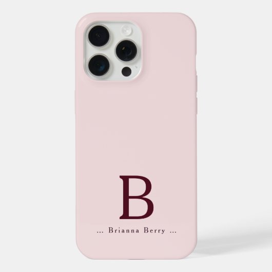 Blush Monogram Elegant iPhone Hülle (Rückseite)