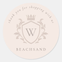 Blush Monogram Floral Crown Wappen Order Vielen Da Runder Aufkleber