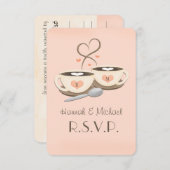 Blush Monogram Heart Coffee Wedding RSVP Karten (Vorne/Hinten)