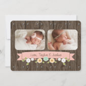 Blush Monogram Horseshoe Western Kinderankündigung Ankündigung (Rückseite)