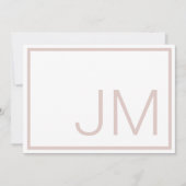 Blush Monogram Initial Danke flache Note Card (Vorderseite)