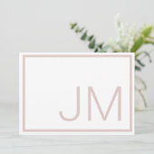Blush Monogram Initial Danke flache Note Card (Stehend Vorderseite)
