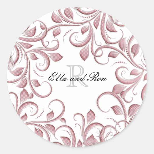 Blush Monogram Wedger Stickers & Umschlag Aufklebe (Vorderseite)