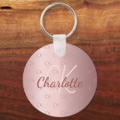Blush Monogramm Name staubige Rose minimalistisch Schlüsselanhänger (Vorderseite)