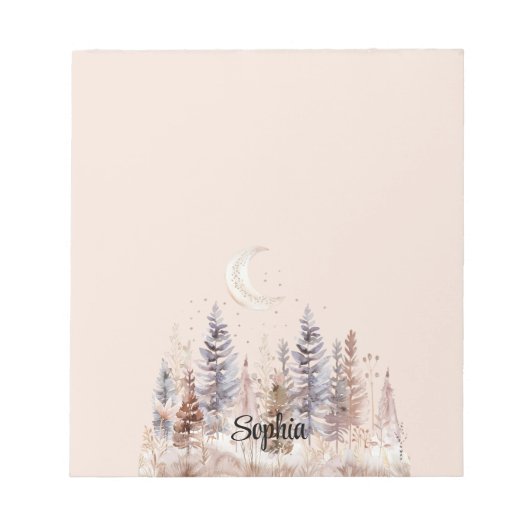 Blush Moon Purple Trees Notizblock (Vorderseite)