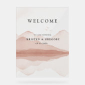 Blush Mountain Range Landschaft Hochzeit Acrylschild (Vorderseite)