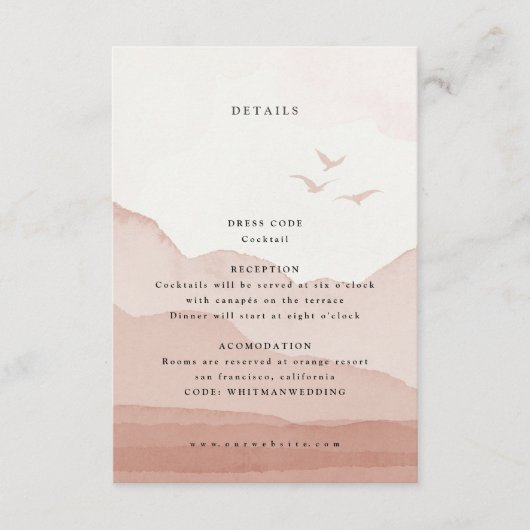 Blush Mountain Range Landschaft Hochzeitsszenarien Begleitkarte (Vorderseite)