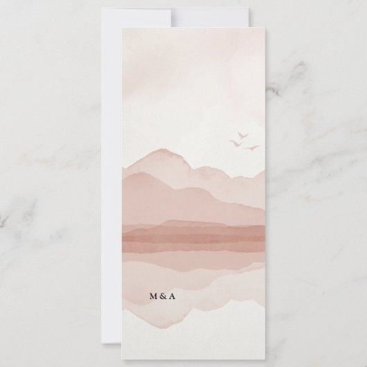 Blush Mountain Range Wedding Dinner Menü Karte (Rückseite)