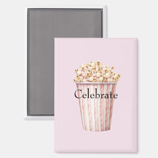 Blush Movie Time Popcorn Magnet (Vorderseite/Rückseite)