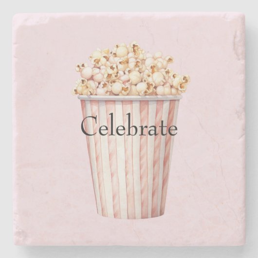 Blush Movie Time Popcorn Steinuntersetzer (Vorderseite)