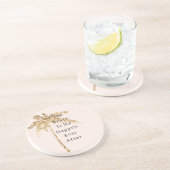 Blush Muschel Glam Gold Glitzer Palm Tree Getränkeuntersetzer (Seite)