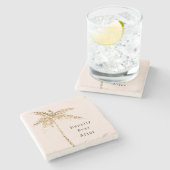 Blush Muschel Glam Gold Glitzer Palm Tree Steinuntersetzer (Seitenansicht)