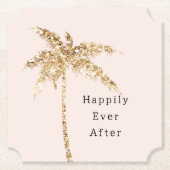 Blush Muschel Glam Gold Glitzer Palm Tree Untersetzer (Vorderseite)