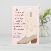 Blush Nash Bash Cowgirl Boot Junggeselinnen-Abschi Einladung (Stehend Vorderseite)