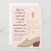 Blush Nash Bash Cowgirl Boot Junggeselinnen-Abschi Einladung (Vorne/Hinten)