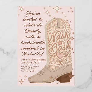 Blush Nash Bash Cowgirl Boot Junggeselinnen-Abschi Folieneinladung