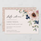 Blush Navy Anemone Bloral Baby Showroom Einladung (Vorne/Hinten)