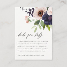 Blush Navy Anemone Blumenbücher für Babydusche Begleitkarte