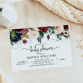 Blush & Navy Bloral Baby Dusche Einladung