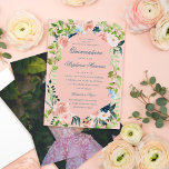 Blush Navy Bloral Greenery Romantic Quinceañera Einladung<br><div class="desc">Passen Sie die Farbe der inneren Form und der Hintergrundfarbe an; die Rückseite des Fotos ist optional. Schönes Flachbild von Ilze Lucero Fotografy</div>