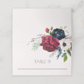 Blush, Navy Blue & Burgundy Wedding Escort Platzkarte (Außenseite Aufgefaltet)