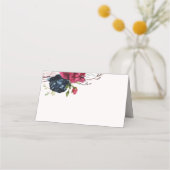 Blush, Navy Blue & Burgundy Wedding Escort Platzkarte (Rückseite)