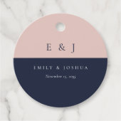 Blush Navy Blue Moderne Hochzeit Geschenkanhänger (Vorderseite)