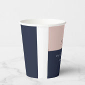 Blush Navy Blue Moderne Hochzeit Pappbecher (Rechts)
