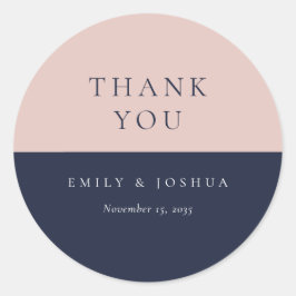 Blush Navy Blue Moderne Hochzeit Runder Aufkleber