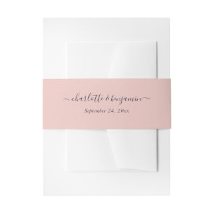 Blush Navy Blue Moderne Skripthochzeit Einladungsbanderole