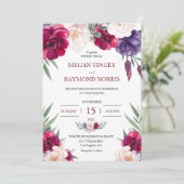 Blush & Navy Blue Peony Floral Wedding Einladung (Stehend Vorderseite)