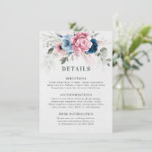 Blush Navy Blue Soft Pastel Pink Blues Hochzeit Begleitkarte (Stehend Vorderseite)