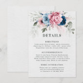 Blush Navy Blue Soft Pastel Pink Blues Hochzeit Begleitkarte (Vorne/Hinten)