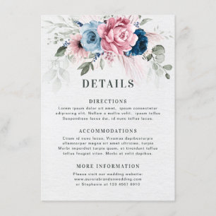 Blush Navy Blue Soft Pastel Pink Blues Hochzeit Begleitkarte