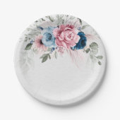 Blush Navy Blue Soft Pastel Pink Blues Hochzeit Pappteller (Vorderseite)